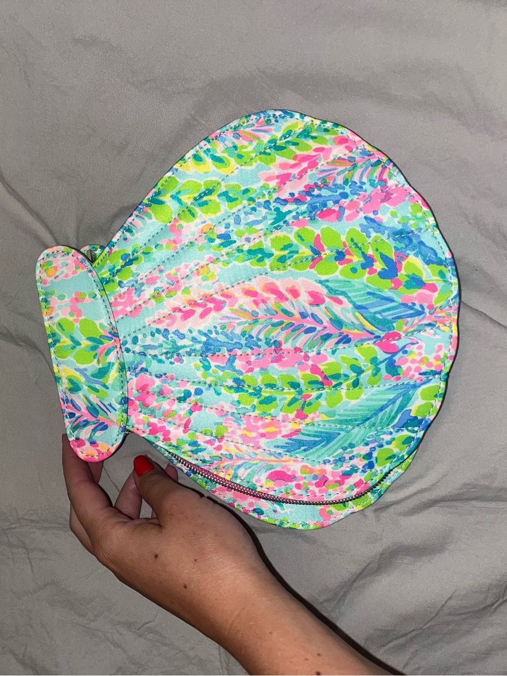 Lilly Pulitzer Multicolor Floral Shell Cosmetic Pouch - Pink, Green, Blue